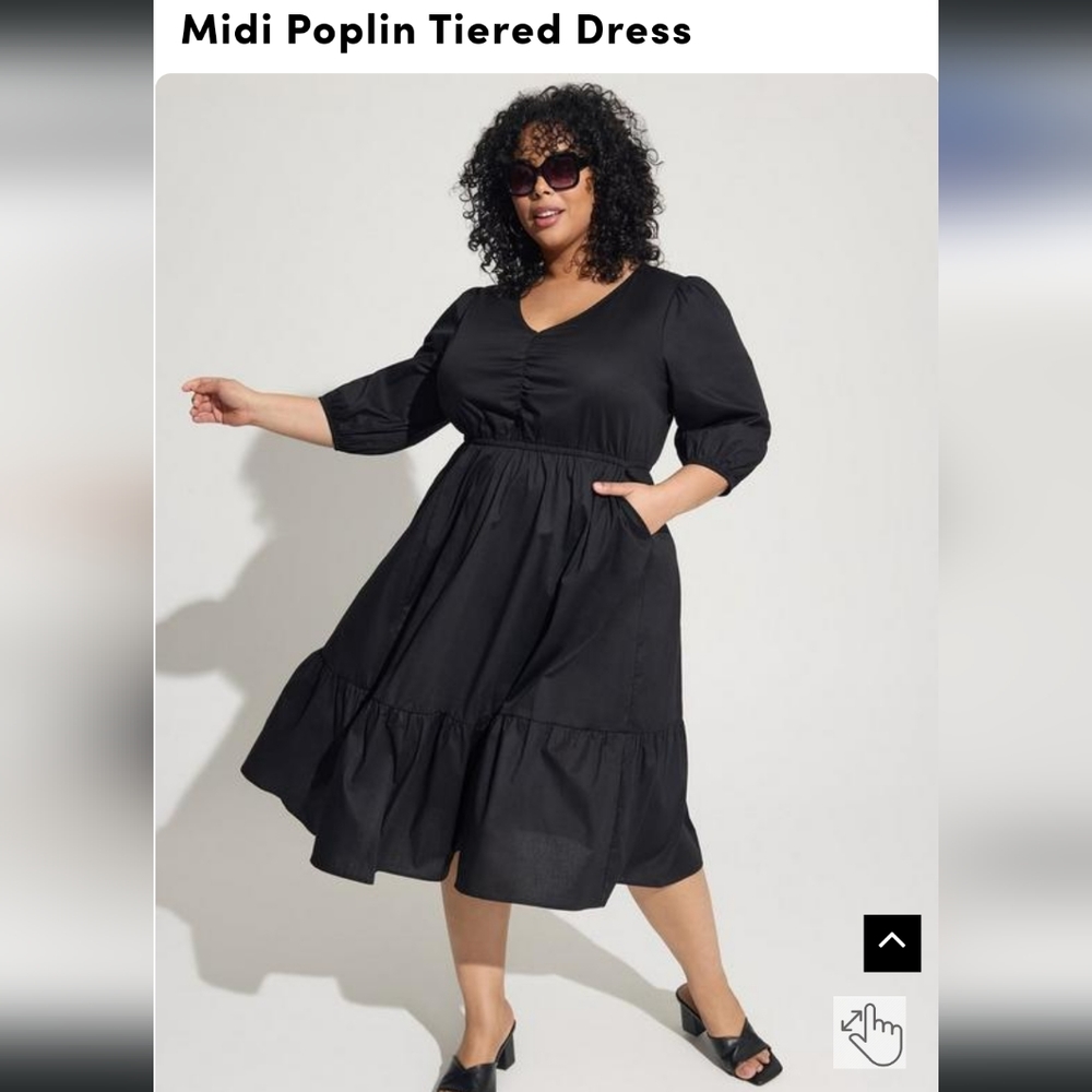 NWT Sz 2 / 18-20 Torrid Midi Poplin Tiered Dress